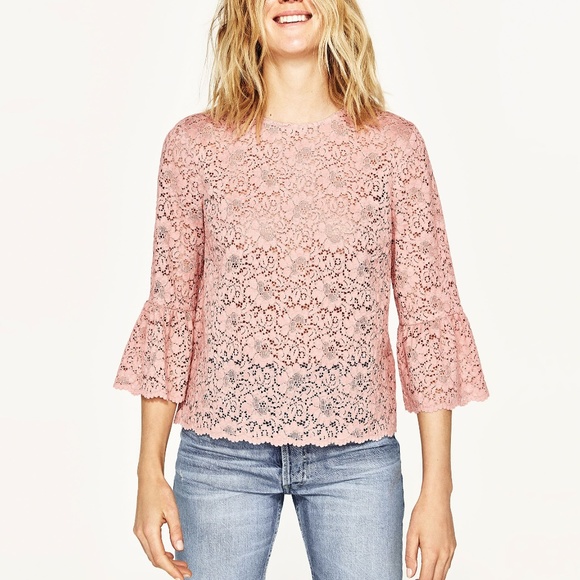 Zara Tops | Zara Lace Top With Frilled 